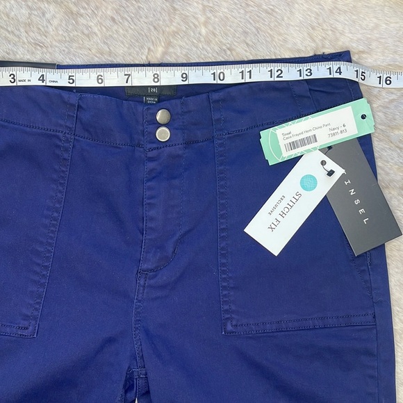 Tinsel Casia Frayed Hem Chino Pant In Navy - Picture 11 of 16